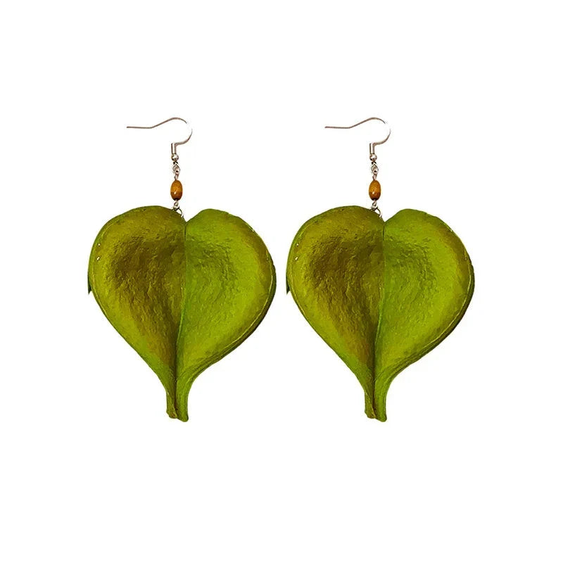 Aretes Colgantes con Hoja de Color verde