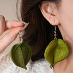 Aretes Colgantes con Hoja de Color verde