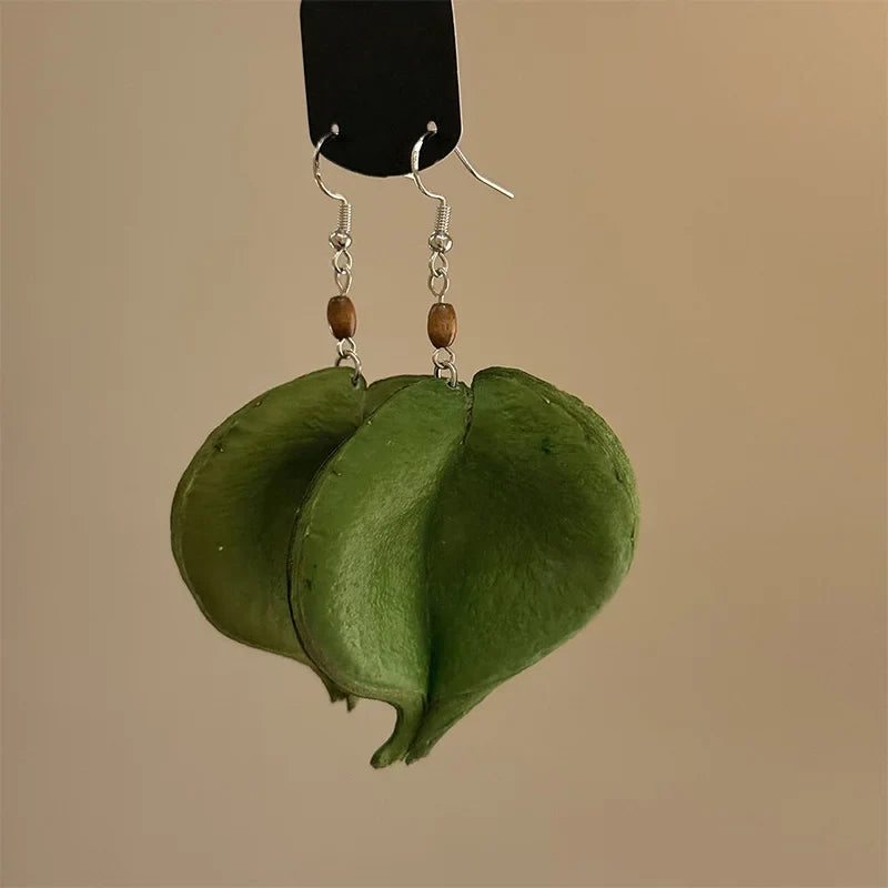 Aretes Colgantes con Hoja de Color verde