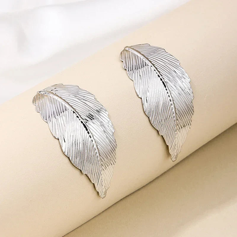 Aretes Colgantes con Hoja para Mujer plata