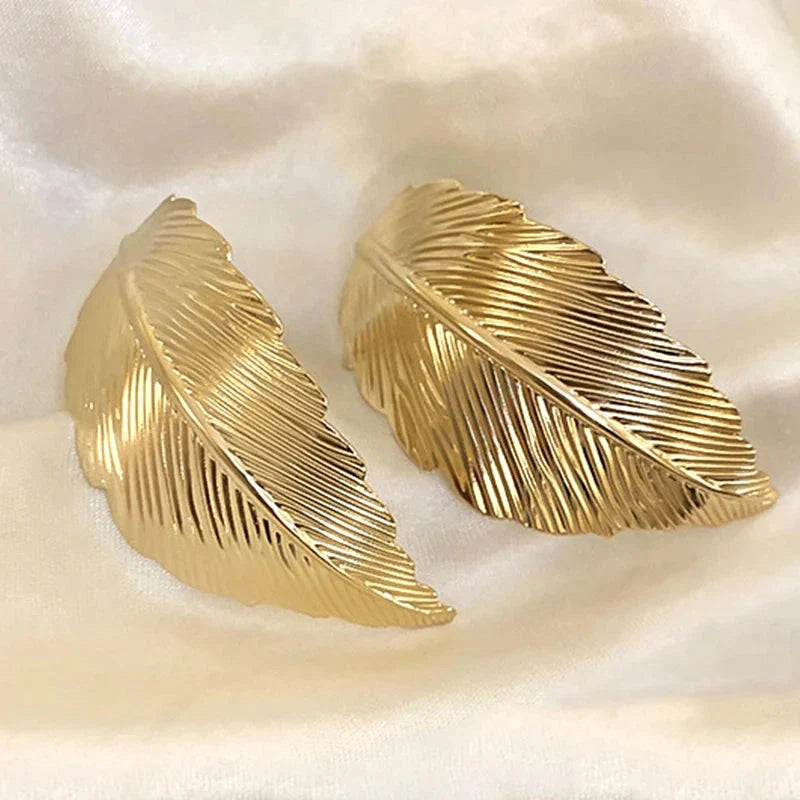 Aretes Colgantes con Hoja para Mujer oro