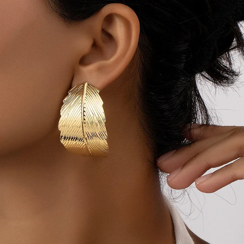 Aretes Colgantes con Hoja para Mujer oro
