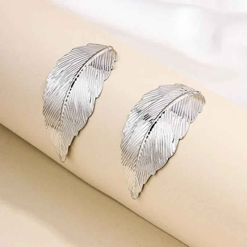Aretes Colgantes con Hoja para Mujer plata