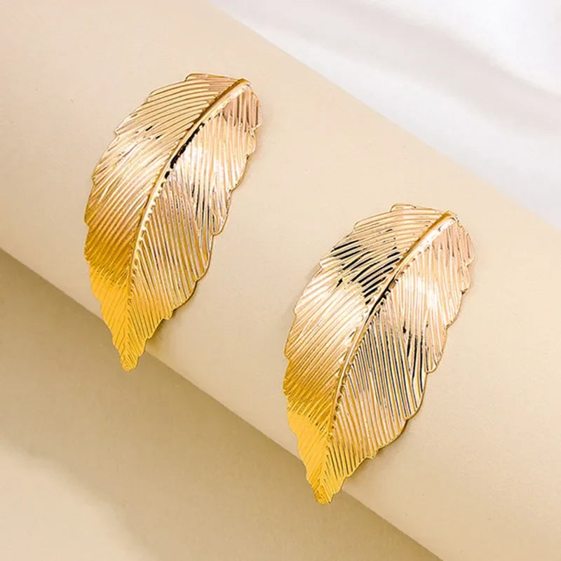 Aretes Colgantes con Hoja para Mujer oro