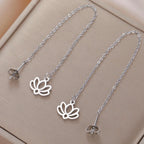 Aretes Colgantes con Delicada Flor de Loto plata