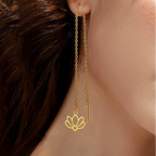 Aretes Colgantes con Delicada Flor de Loto oro