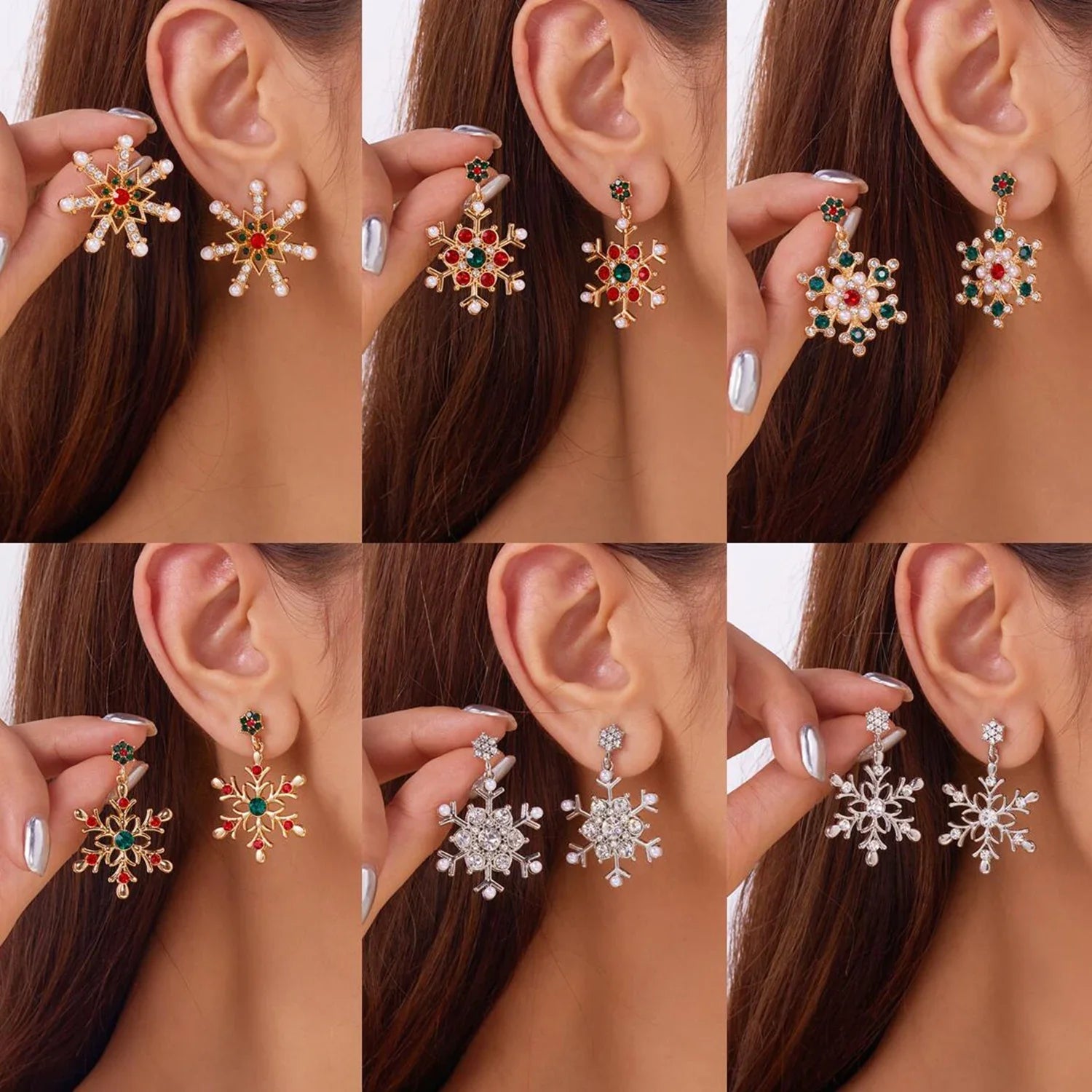 Aretes Colgantes con Copo de Nieve