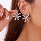 Aretes Colgantes con Copo de Nieve plateado 3