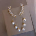 Aretes Colgantes con Perlas Blancas 2