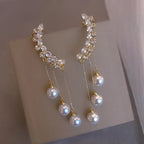 Aretes Colgantes con Perlas Blancas 2