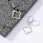 Aretes Colgantes con Trébol de 4 Hojas en plata