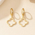 Aretes Colgantes con Trébol de 4 Hojas en oro