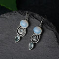 Aretes Colgantes con Zirconia y Piedra de Luna