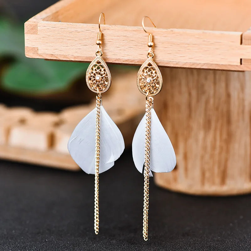 Aretes Colgantes Bohemios Pluma 5