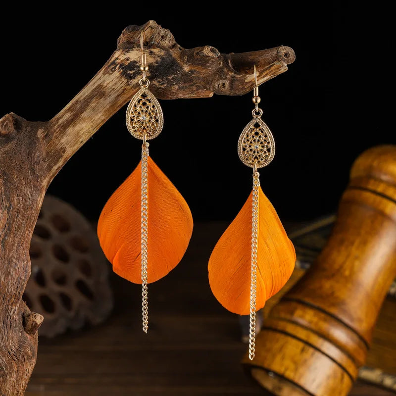 Pendientes Colgantes Bohemios Pluma