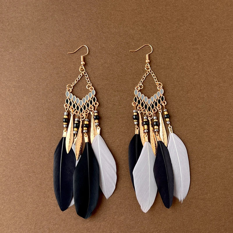 Aretes Colgantes Bohemios Plumas 2