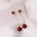 Pendientes Colgantes de Bolas Navideñas Rojas
