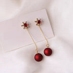 Pendientes Colgantes de Bolas Navideñas Rojas