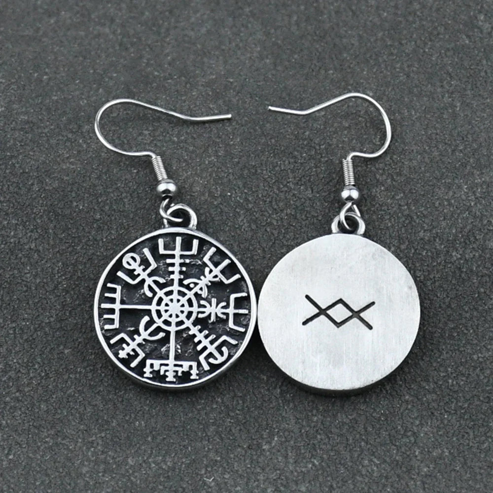 Aretes Colgantes Brújula Vegvisir Vikinga 