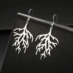 Aretes Colgantes en Ramas de Coral plateado