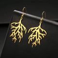 Aretes Colgantes en Ramas de Coral dorado