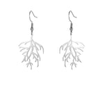 Aretes Colgantes en Ramas de Coral plateado