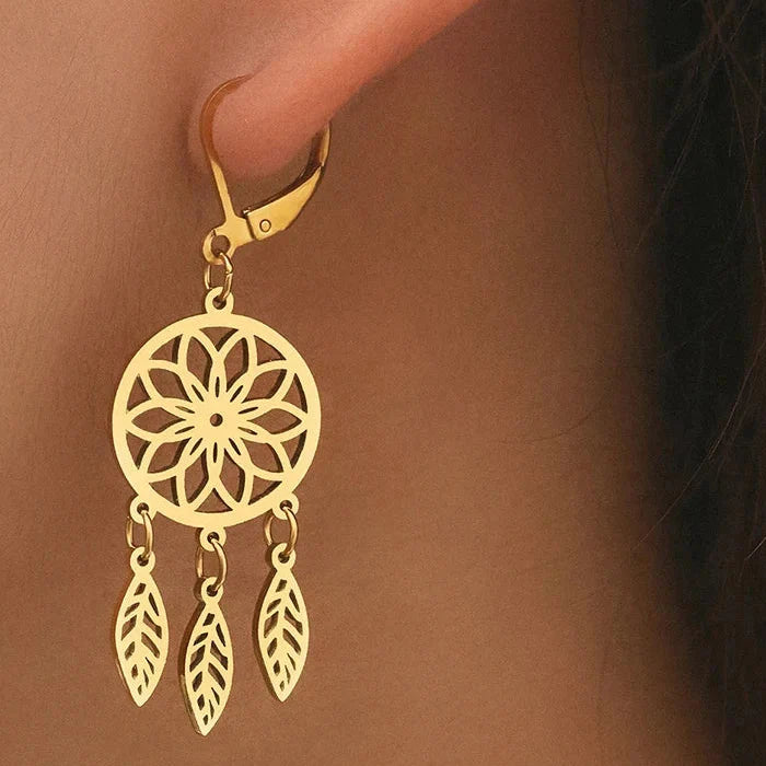 Aretes Colgantes Atrapasueños oro