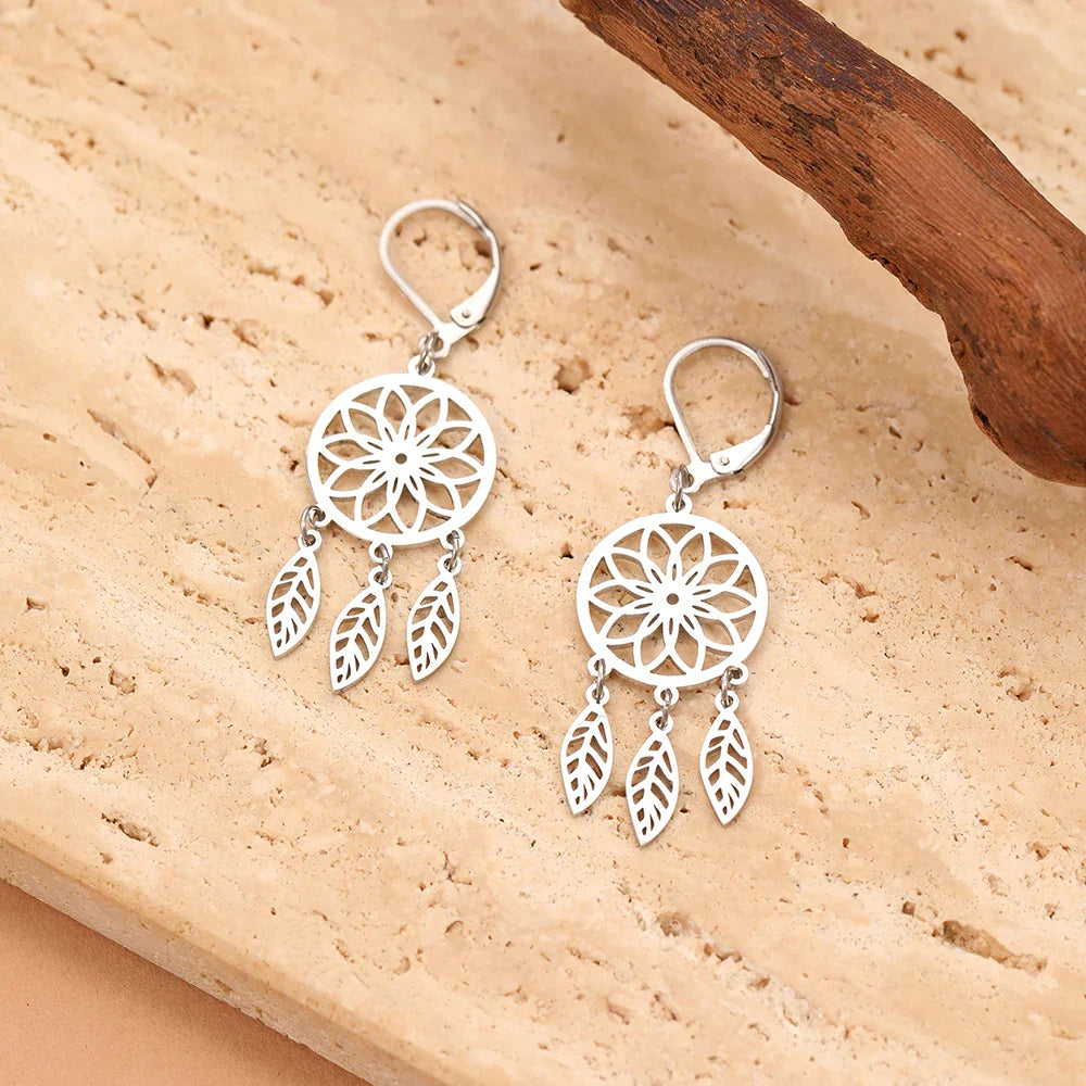 Aretes Colgantes Atrapasueños plata