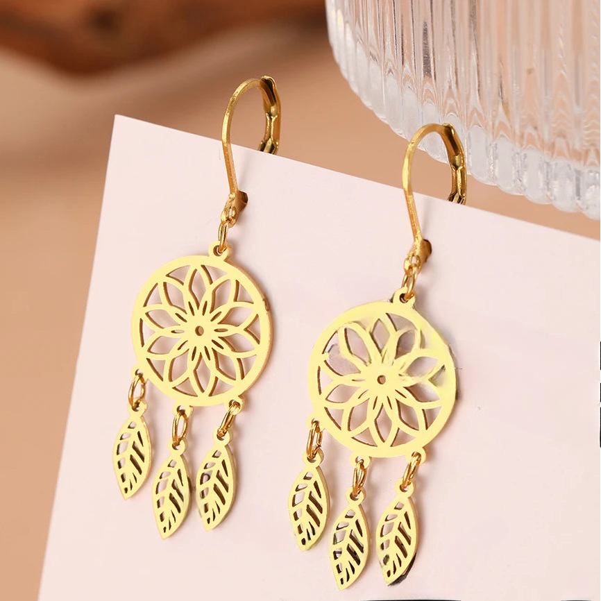 Aretes Colgantes Atrapasueños oro