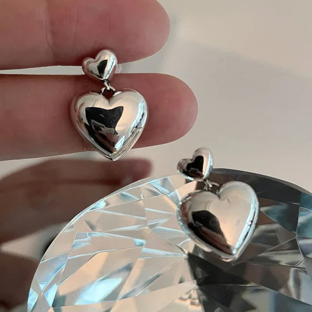 4Aretes Colgantes de Corazón para Mujer
