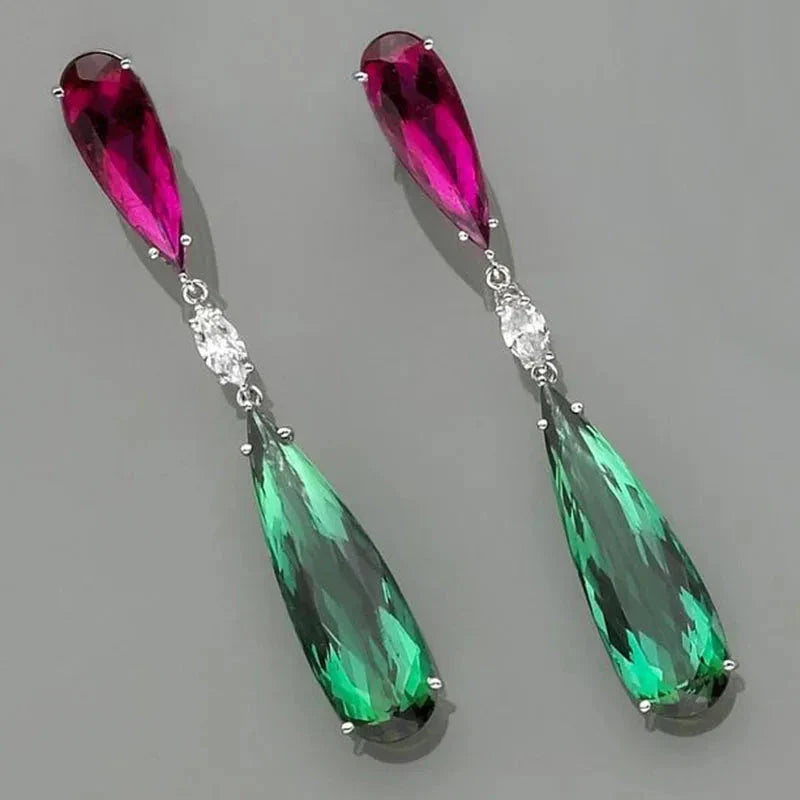 Aretes Colgantes de Gota de Agua en Color