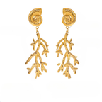 Aretes Colgantes de Concha y Coral