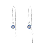 Aretes Largos Ojo Turco Azul Mal de Ojo con Cristal