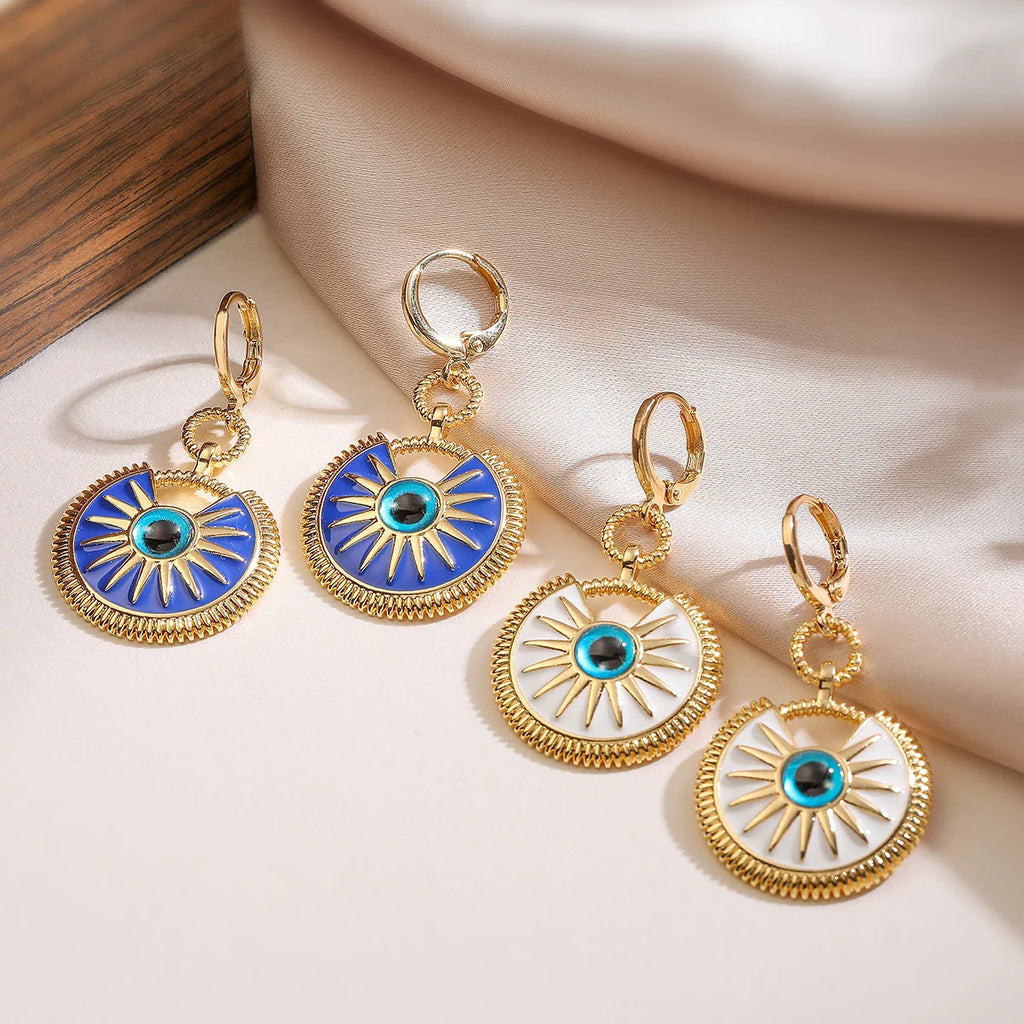 Aretes Colgantes Contra el Mal de Ojo para Mujer blanco