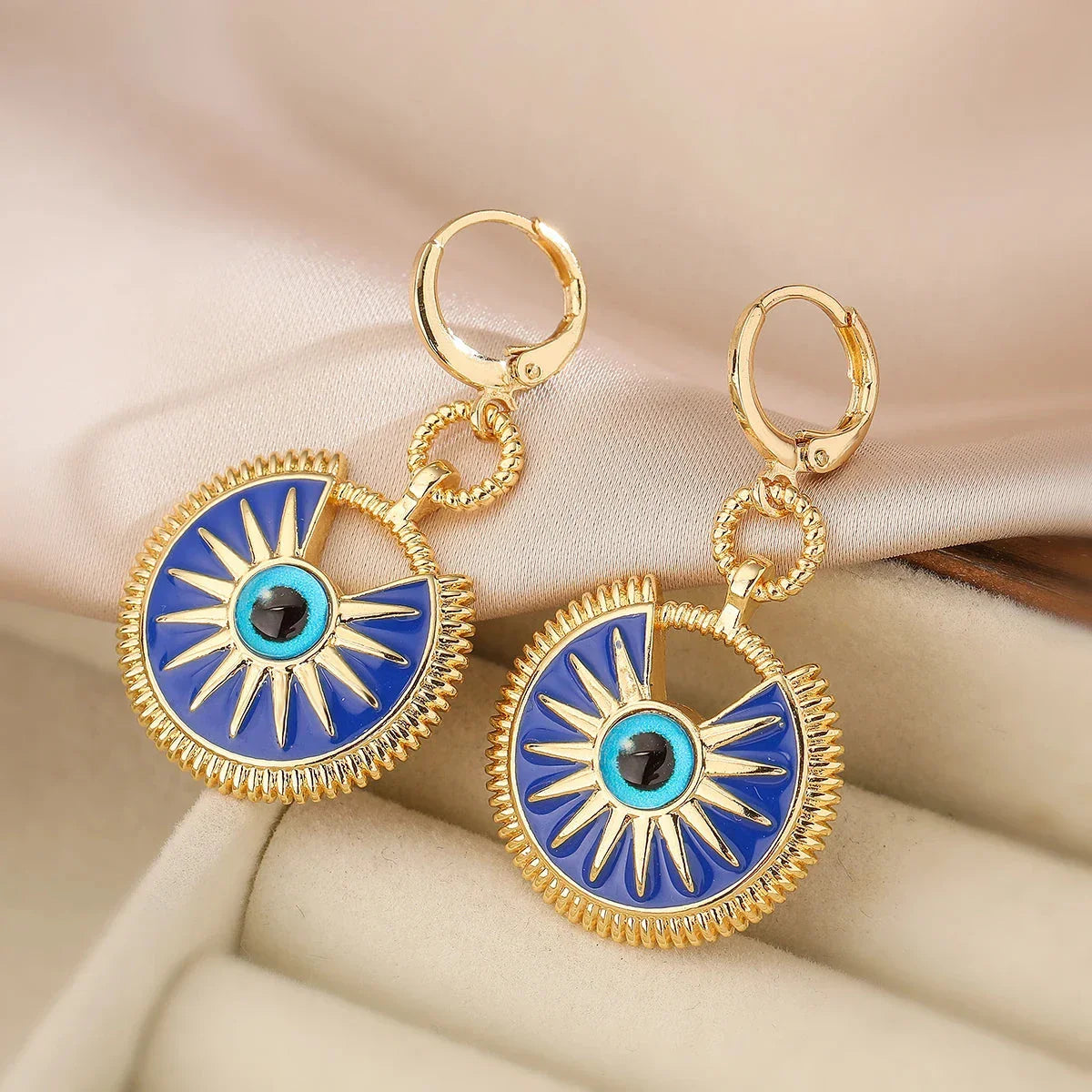 Aretes Colgantes Contra el Mal de Ojo para Mujer azul