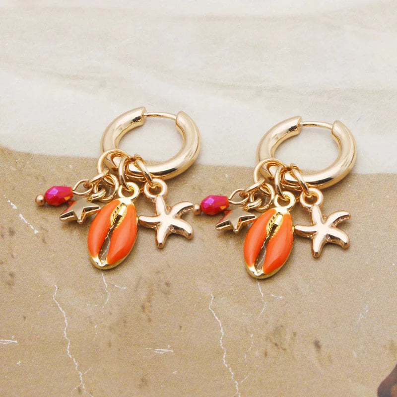 Aretes Colgantes de Concha Cauri 