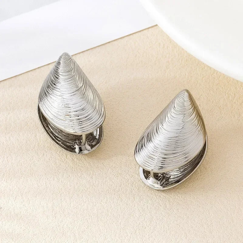 Aretes Colgantes de Conchas y Mejillones en plata