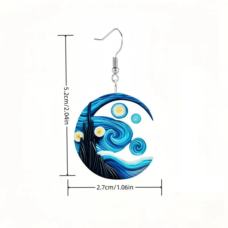 Aretes Colgantes de Media Luna 