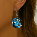 Aretes Colgantes de Media Luna azul