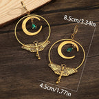 Aretes Colgantes de Media Luna y Mariposa Nocturna