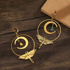 Aretes Colgantes de Media Luna y Mariposa Nocturna
