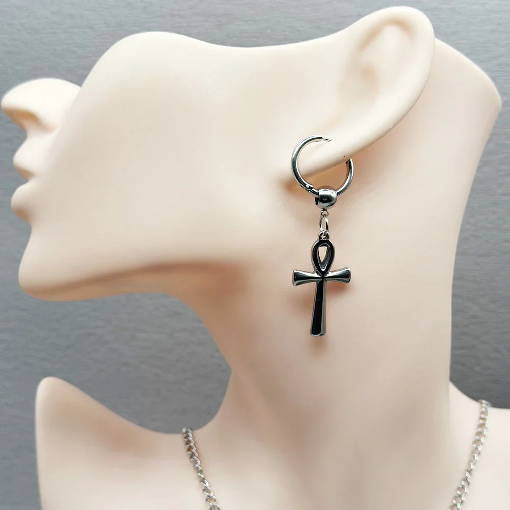 Aretes Colgantes Cruz de Ankh 2