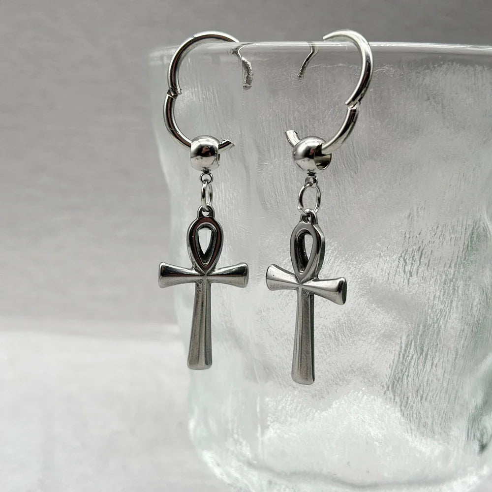 Aretes Colgantes Cruz de Ankh 2