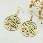 Aretes Colgantes Cubo Metatrón dorados
