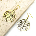 Aretes Colgantes Cubo Metatrón dorados