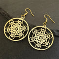 Aretes Colgantes Cubo Metatrón dorados