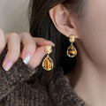 Aretes Colgantes de Protección para Mujer Ojo de Tigre