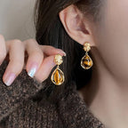 Aretes Colgantes de Protección para Mujer Ojo de Tigre
