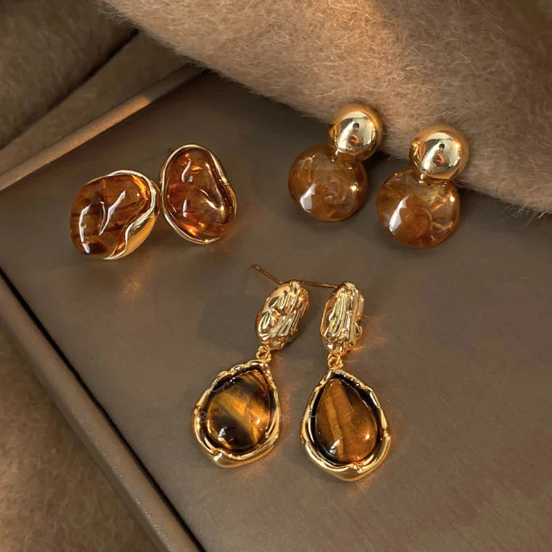 Aretes Colgantes de Protección para Mujer Ojo de Tigre