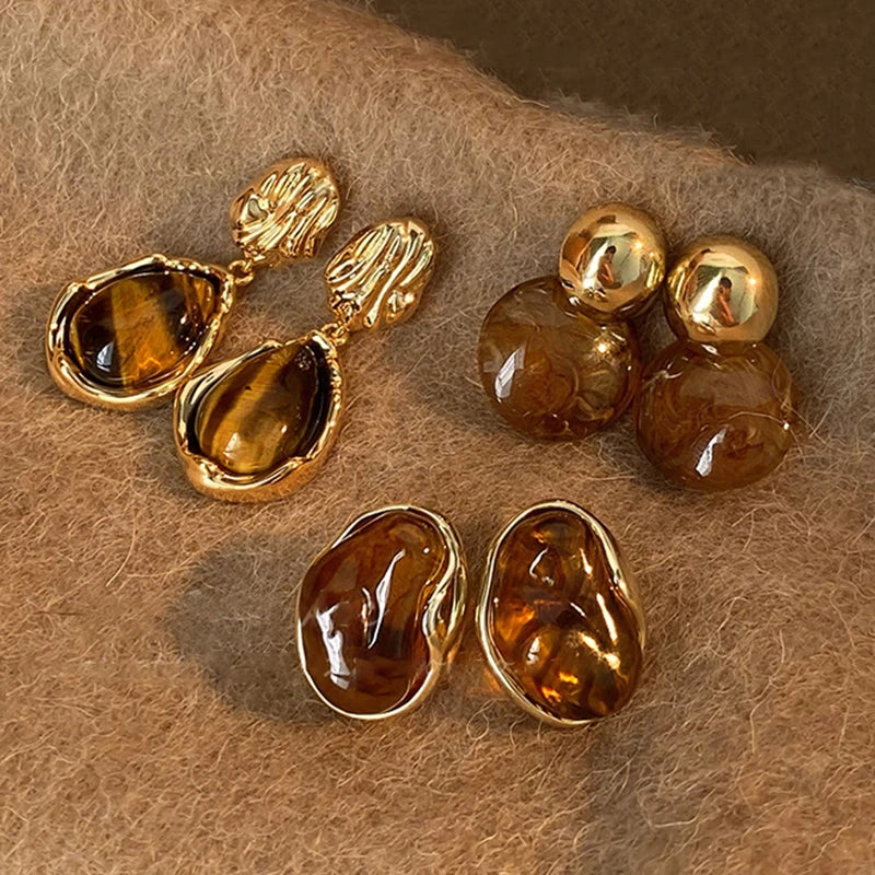 Aretes Colgantes de Protección con Ojo de Tigre